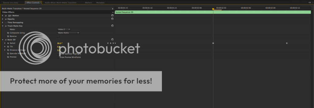 Adobe Premiere Pro: Multi Matte Transition Layer 1 Second Keyframe