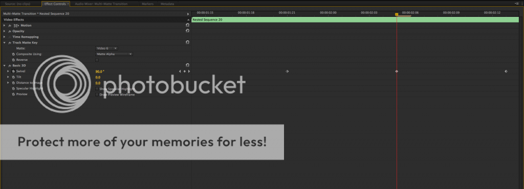Adobe Premiere Pro: Multi Matte Transition Layer 3 Second Keyframe