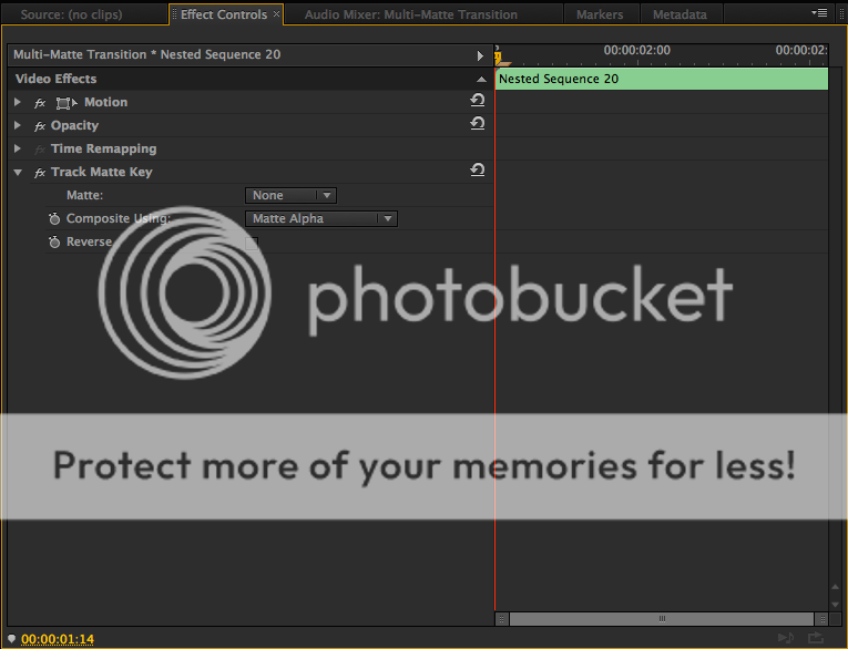 Adobe Premiere Pro: Multi Matte Transition Track Matte Applied